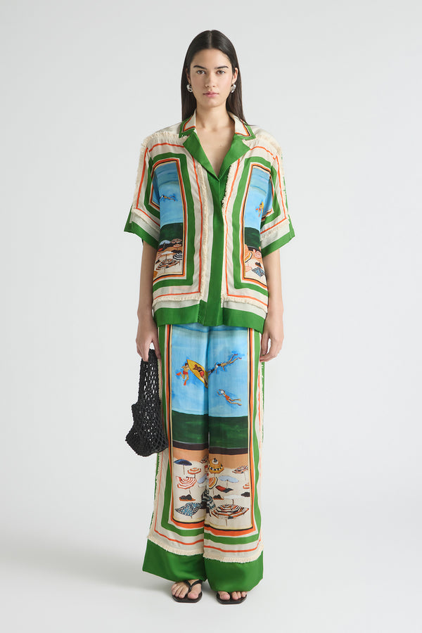 RIPPLE EFFECT FRINGED OVERSIZED SHIRT