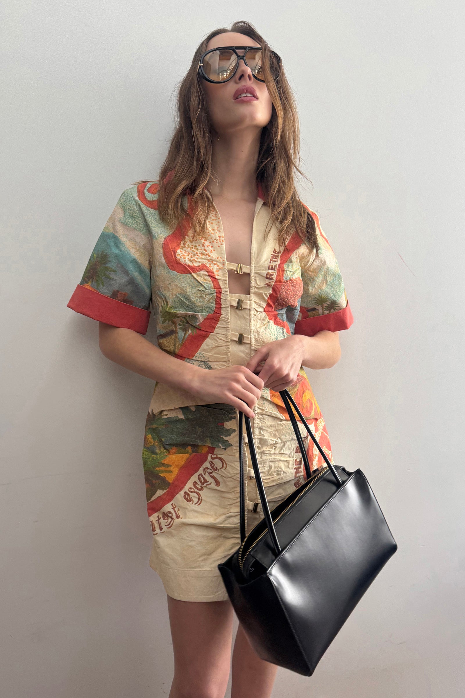 GREAT ESCAPE ROLLED CUFF MINI DRESS