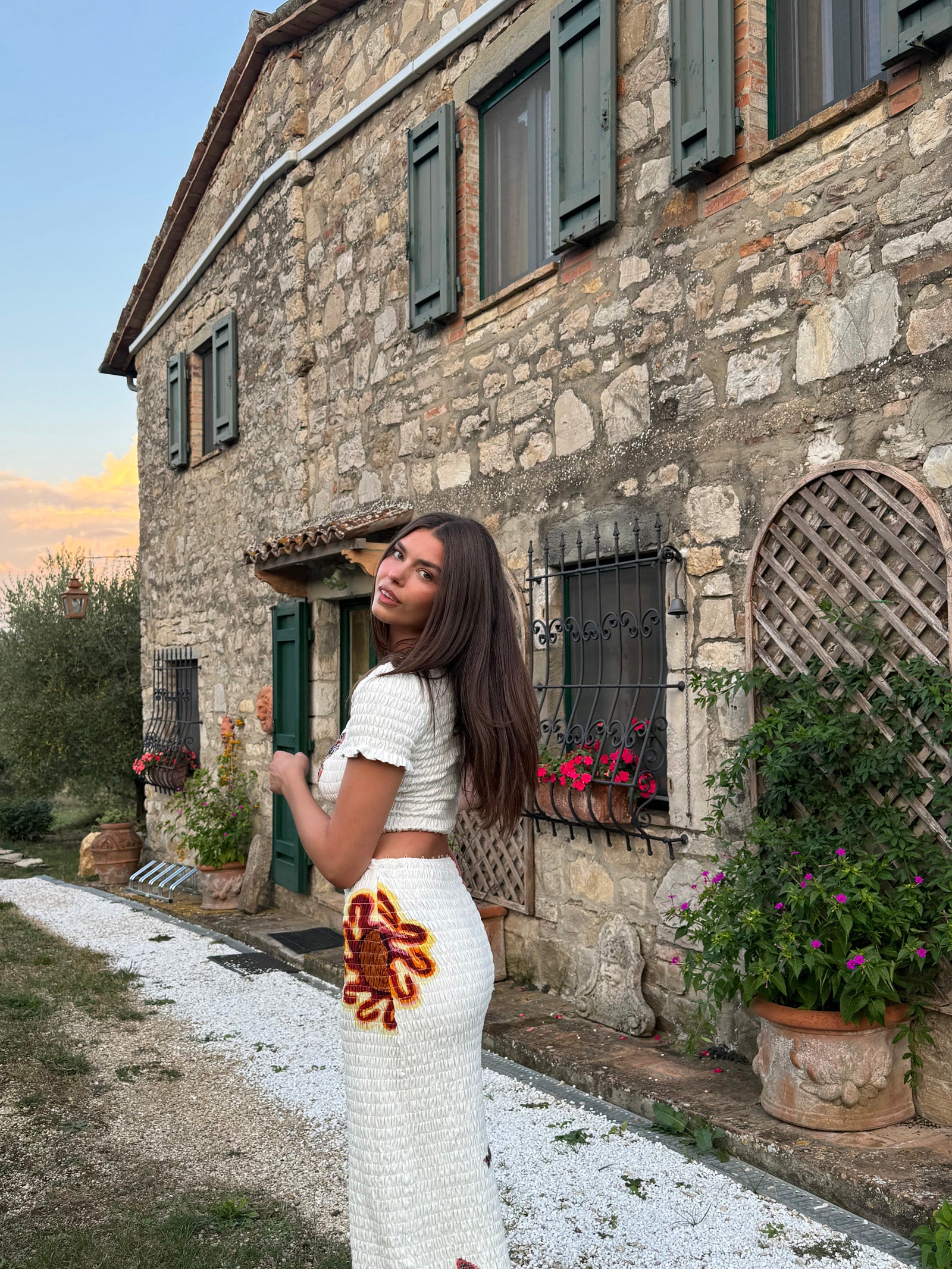 HOME OF THE ART SHIRRED LONG DRESS