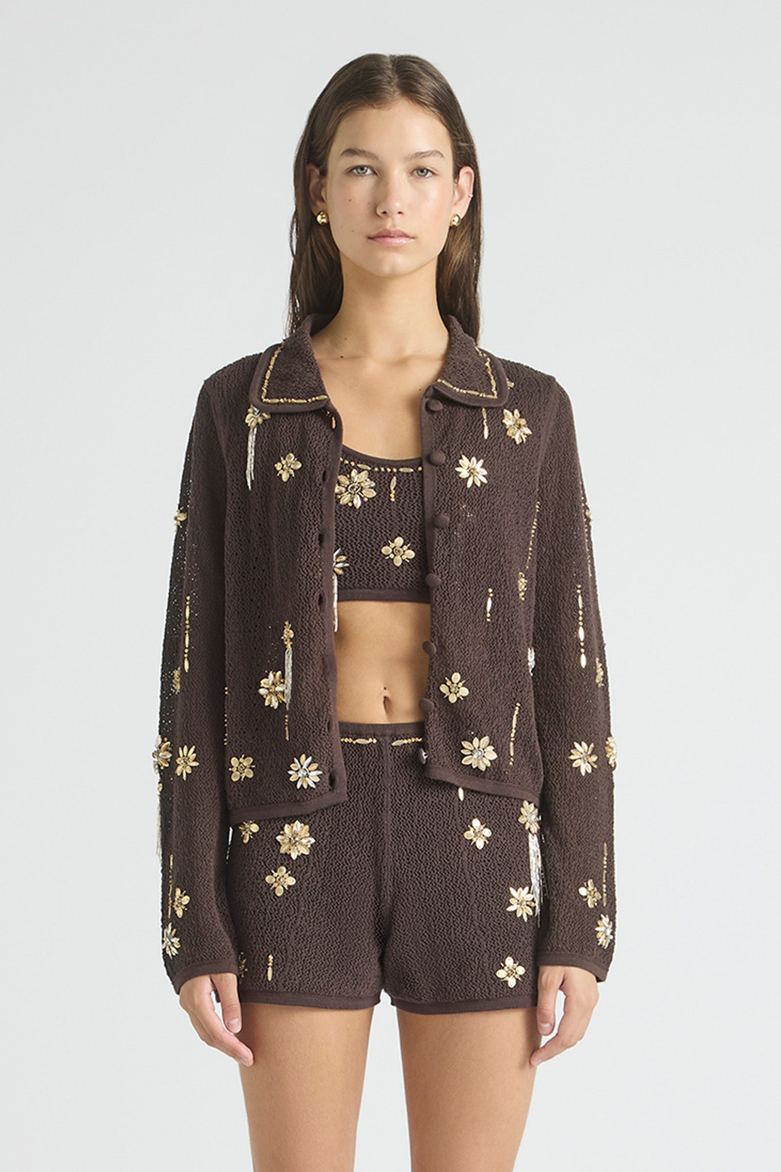 IN BLOOM KNIT COLLAR CARDIGAN