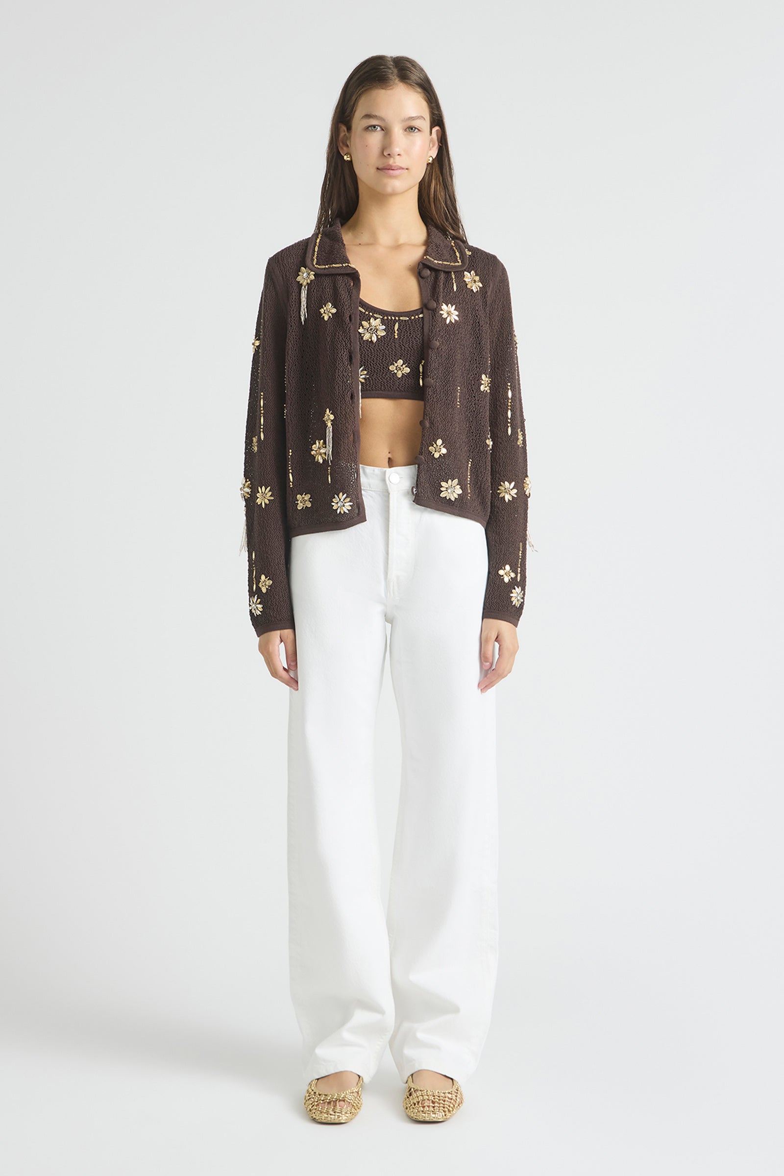 IN BLOOM KNIT COLLAR CARDIGAN