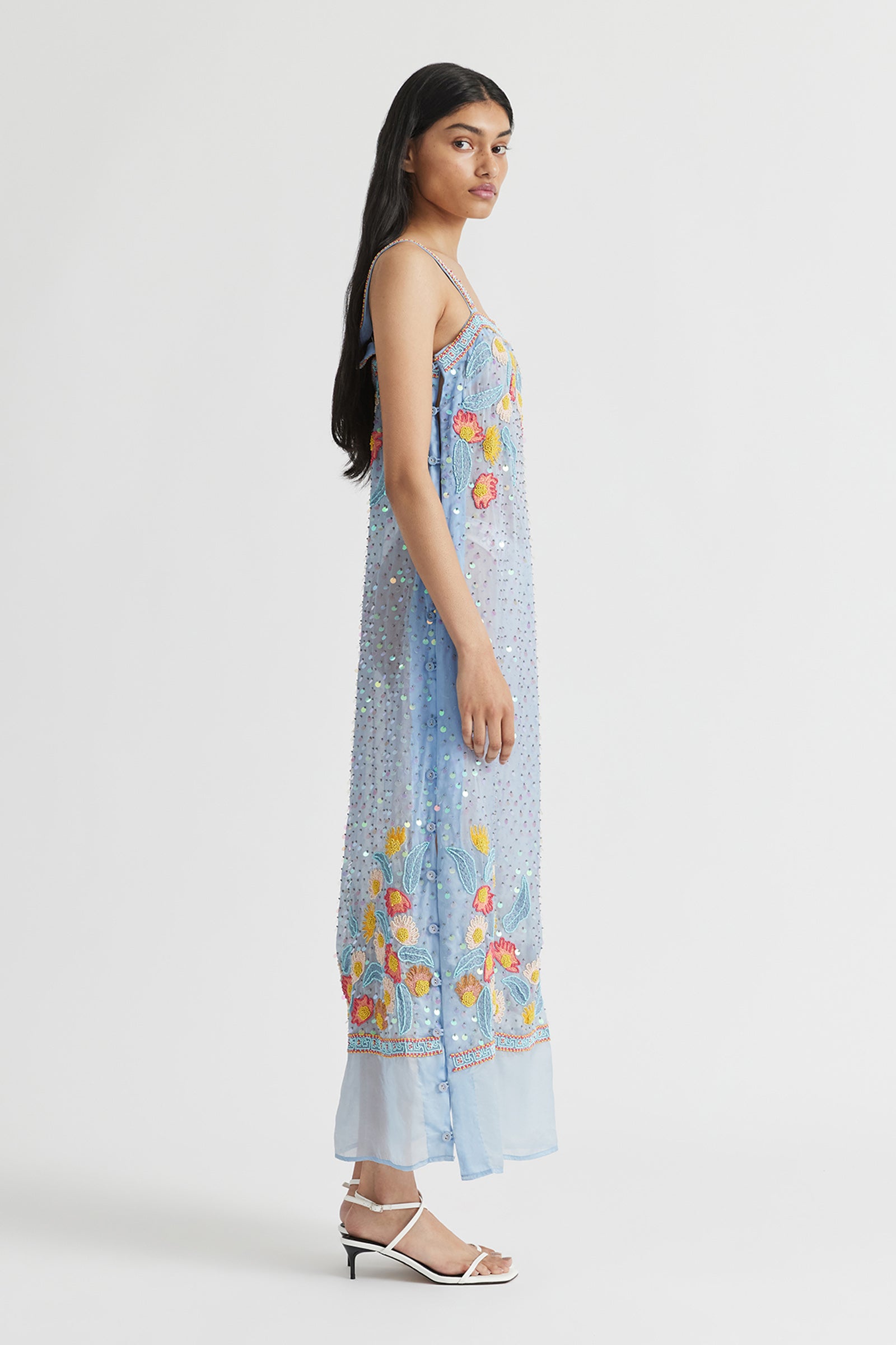 SUNNY BUTTON DETAIL SLIP DRESS