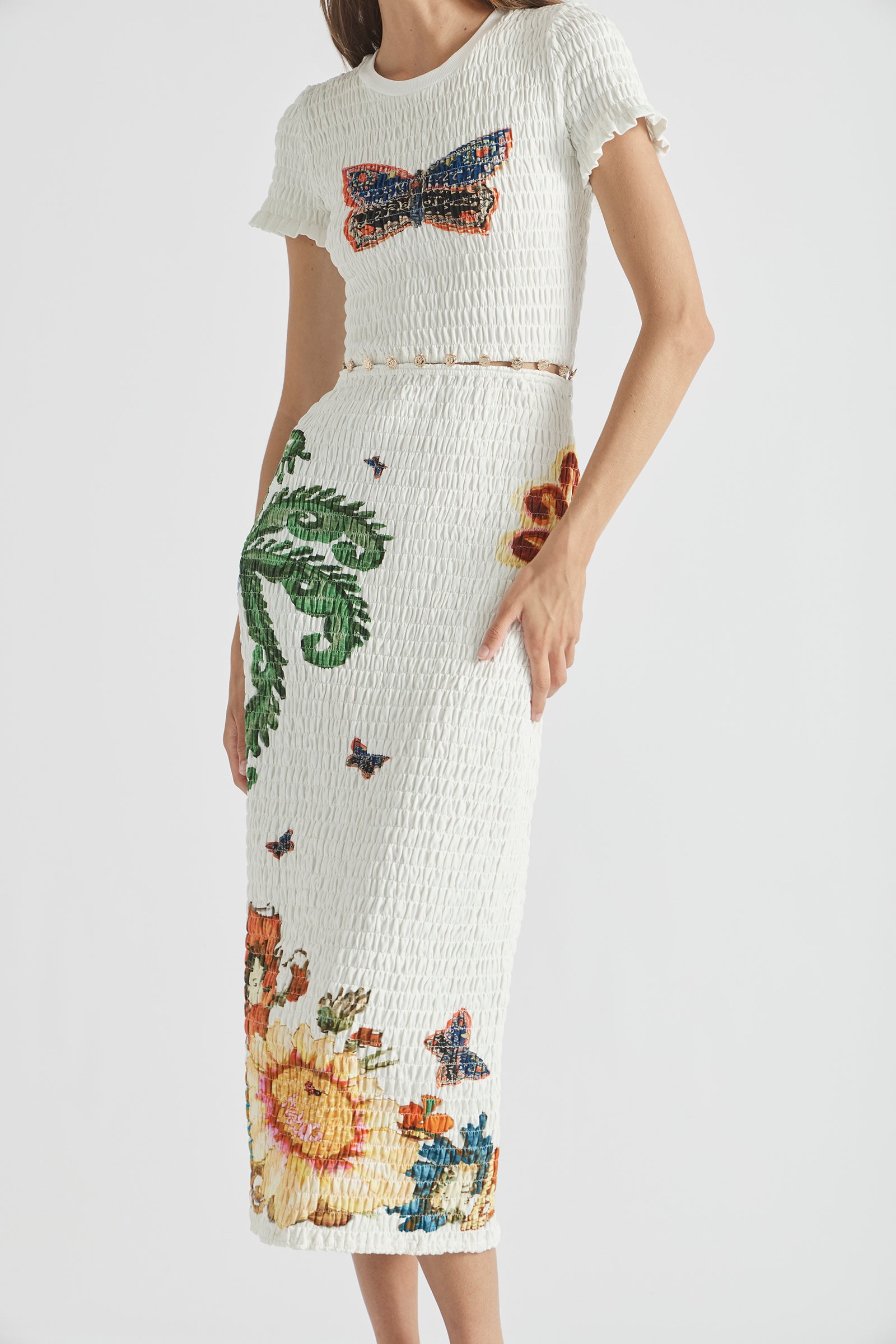 HOME OF THE ART SHIRRED LONG DRESS