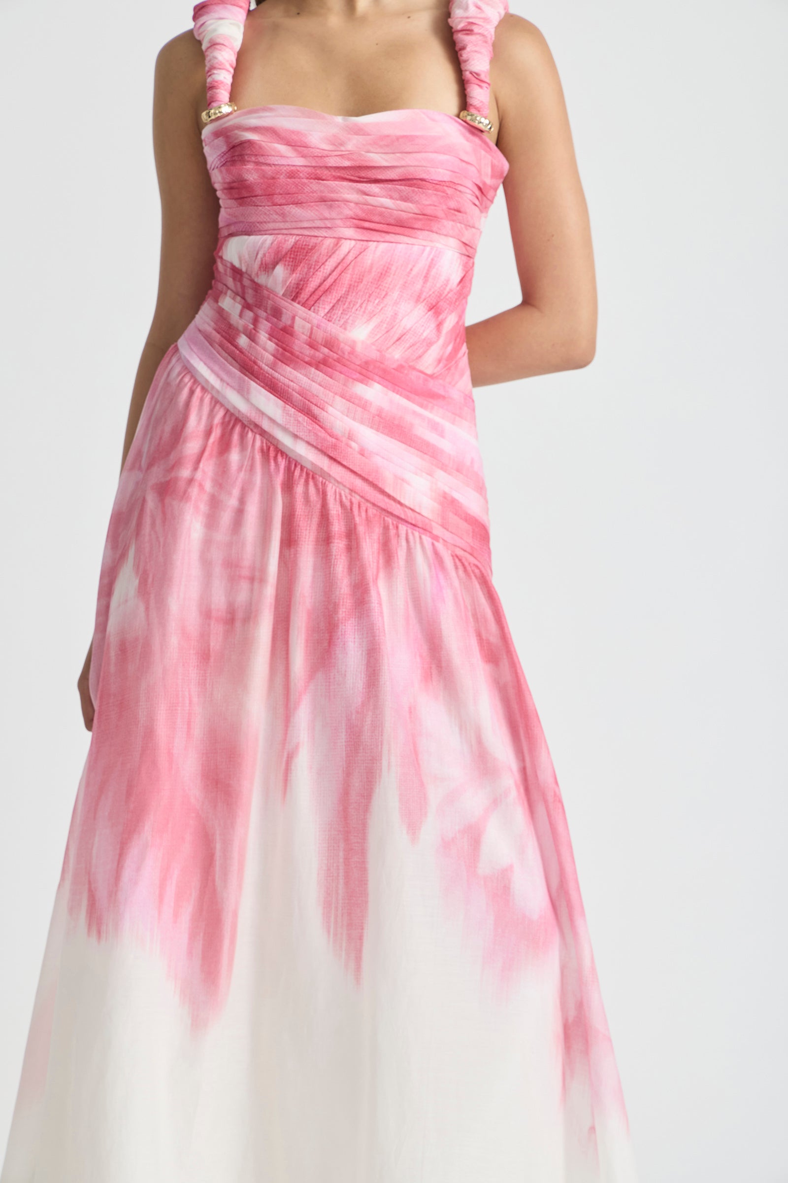 GLASSHOUSE RUCHED STRAP GOWN