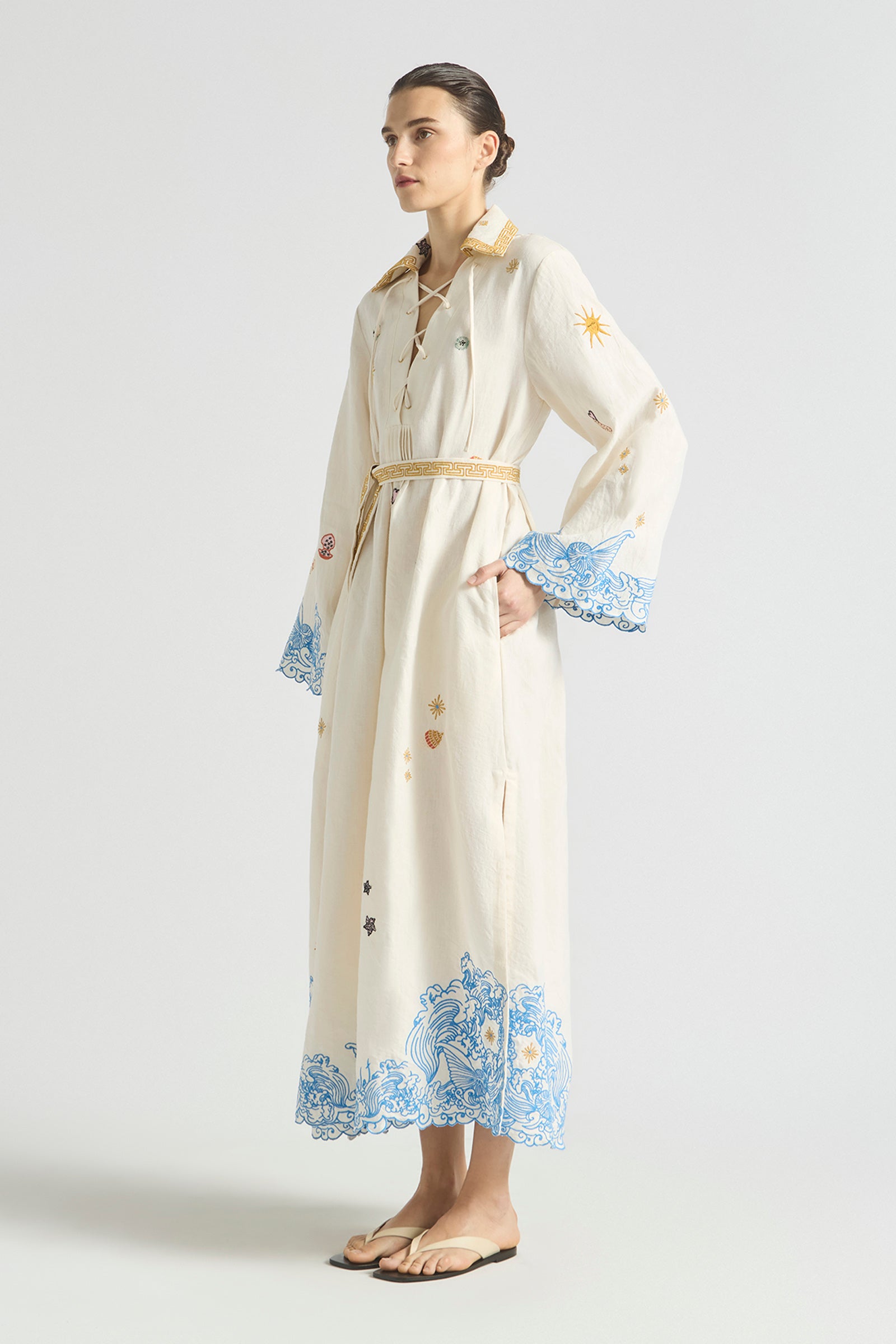 PIPELINE SCALLOP HEM KAFTAN