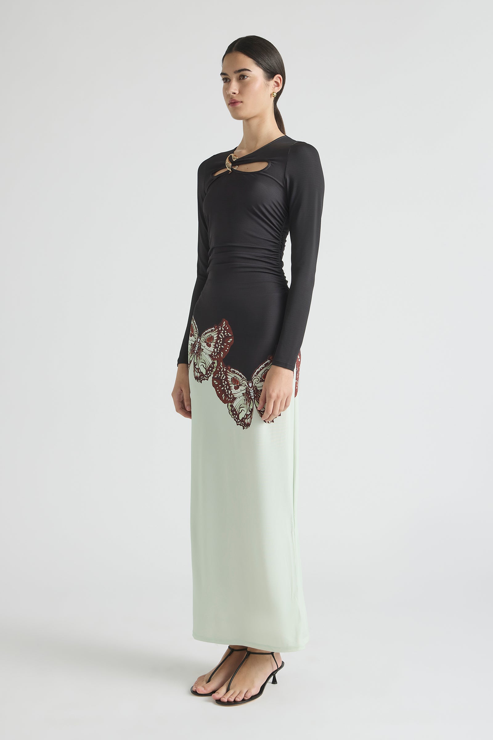 BUTTERFLY EFFECT SLIM LONG SLEEVE JERSEY DRESS