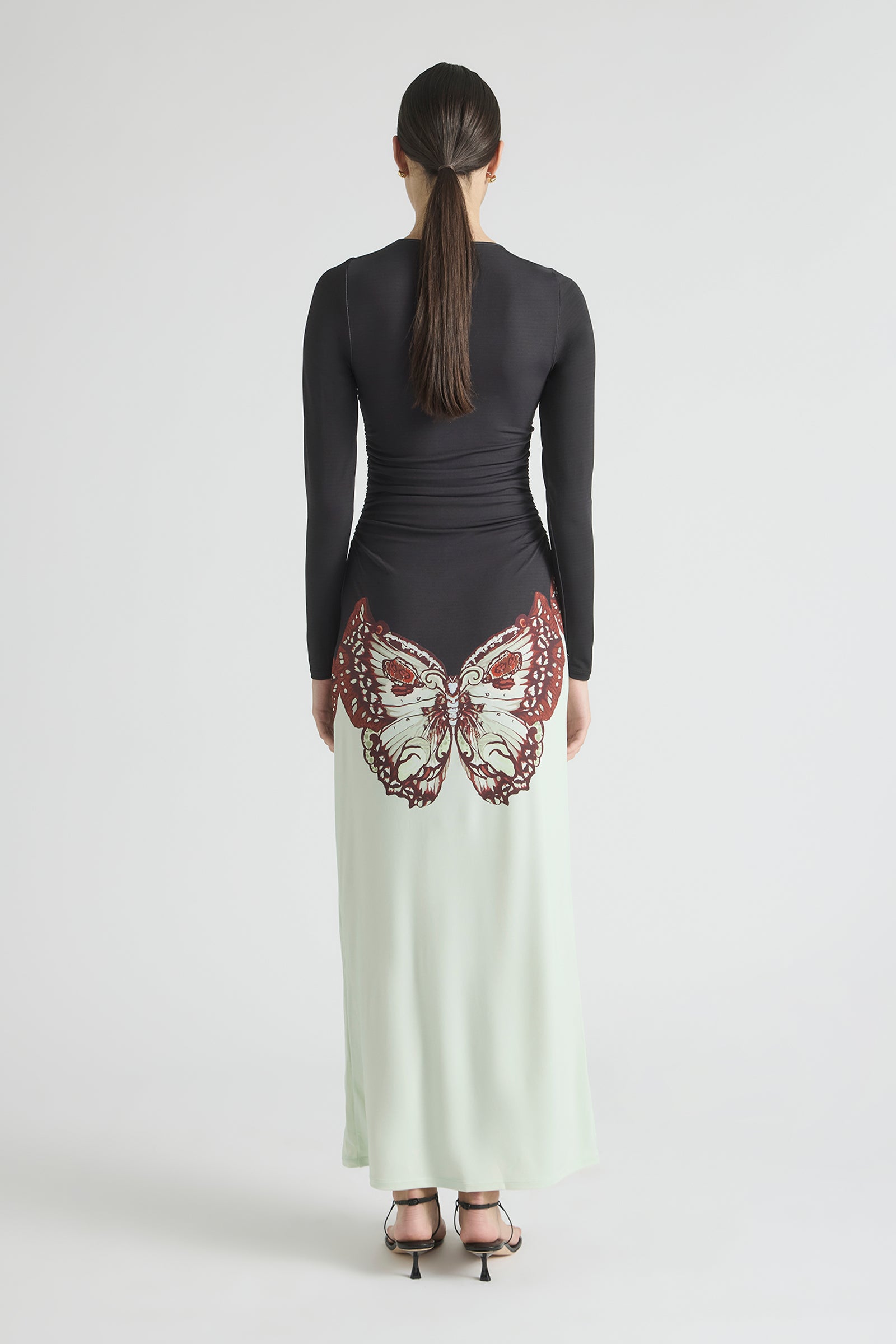 BUTTERFLY EFFECT SLIM LONG SLEEVE JERSEY DRESS