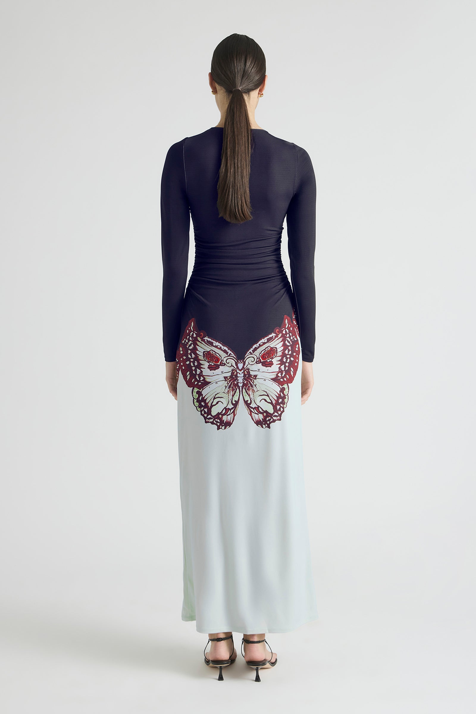 BUTTERFLY EFFECT SLIM LONG SLEEVE JERSEY DRESS