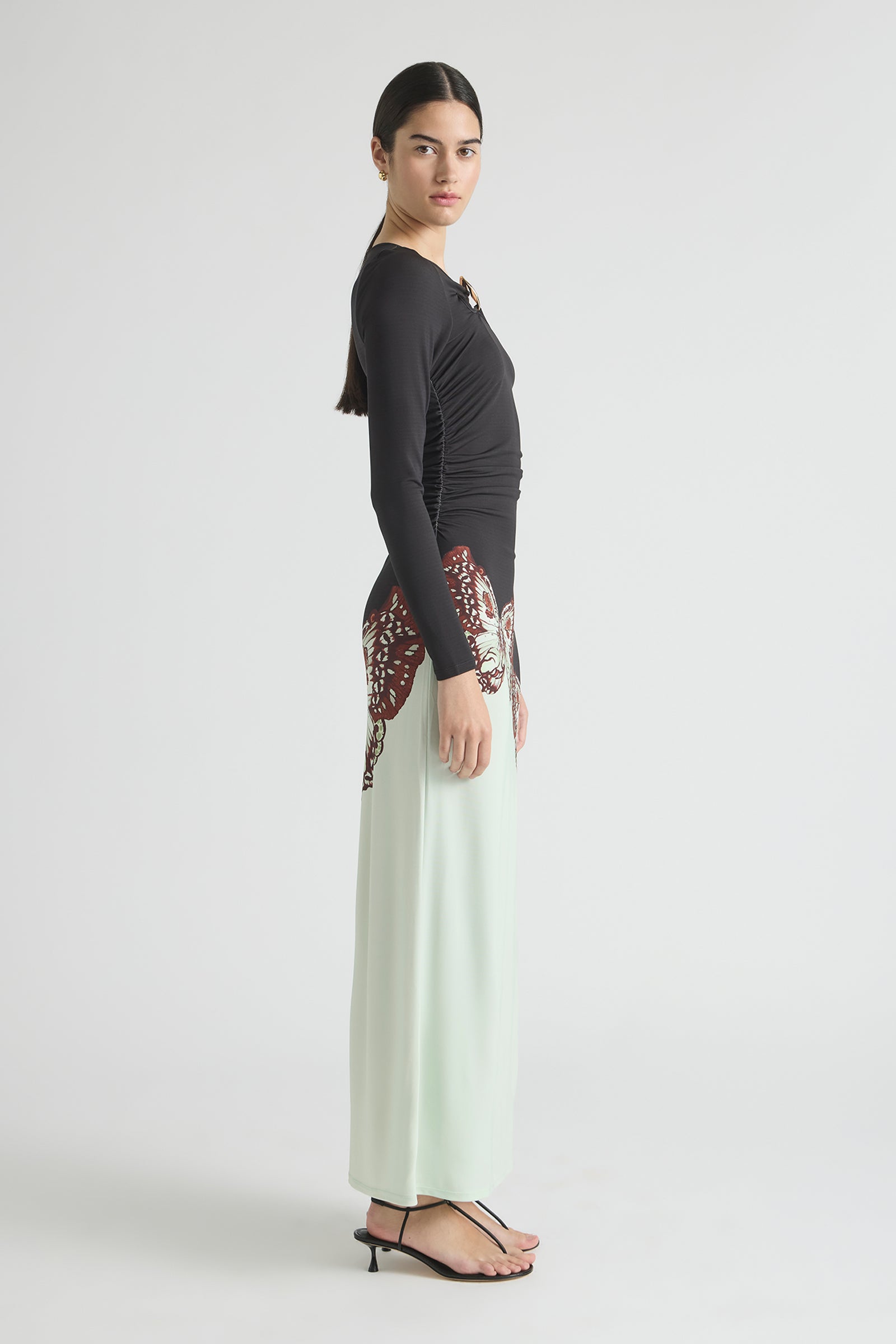 BUTTERFLY EFFECT SLIM LONG SLEEVE JERSEY DRESS