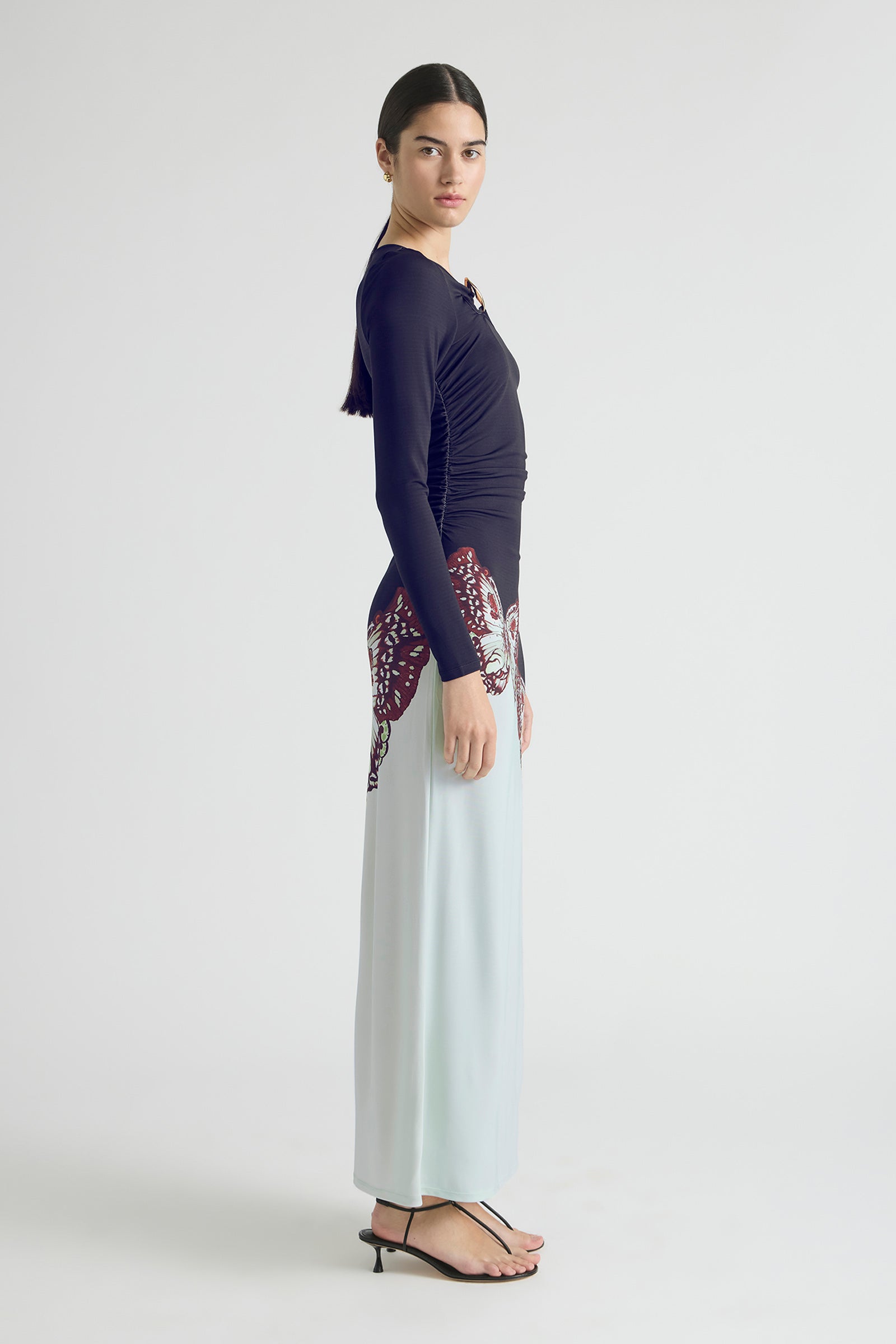 BUTTERFLY EFFECT SLIM LONG SLEEVE JERSEY DRESS
