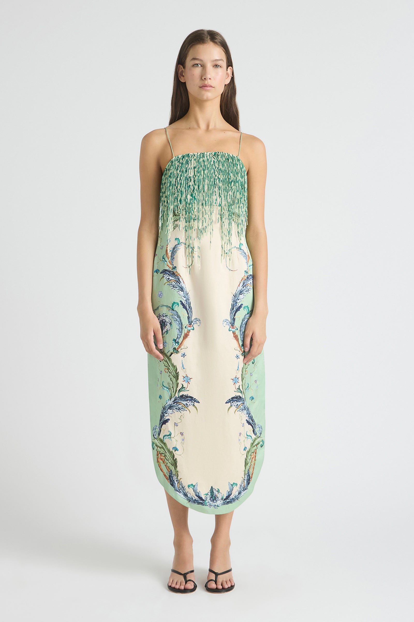 LE BON BON CURVED FRINGE BODICE DRESS