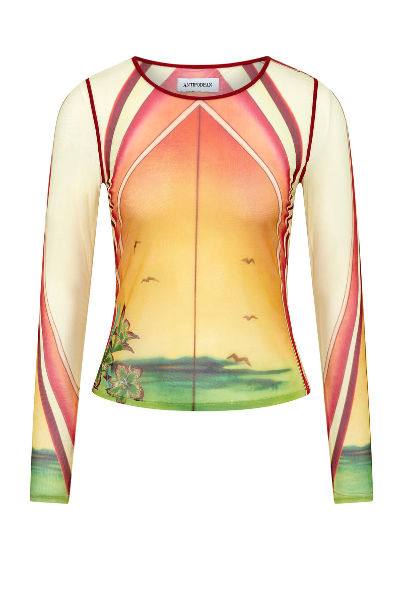 GOLDEN BREAK MESH LONG SLEEVE TOP