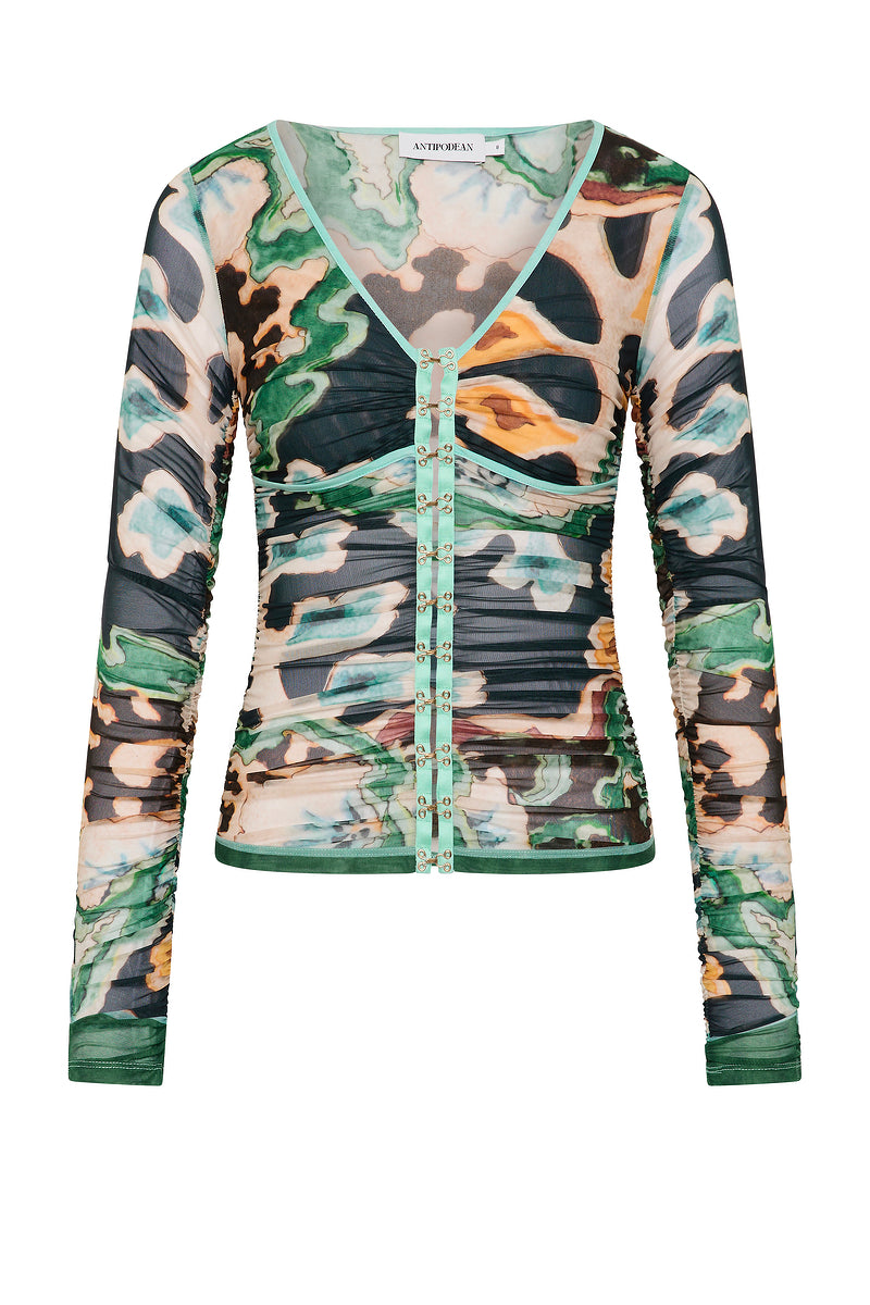 ODIE GATHERED HOOK AND EYE TOP