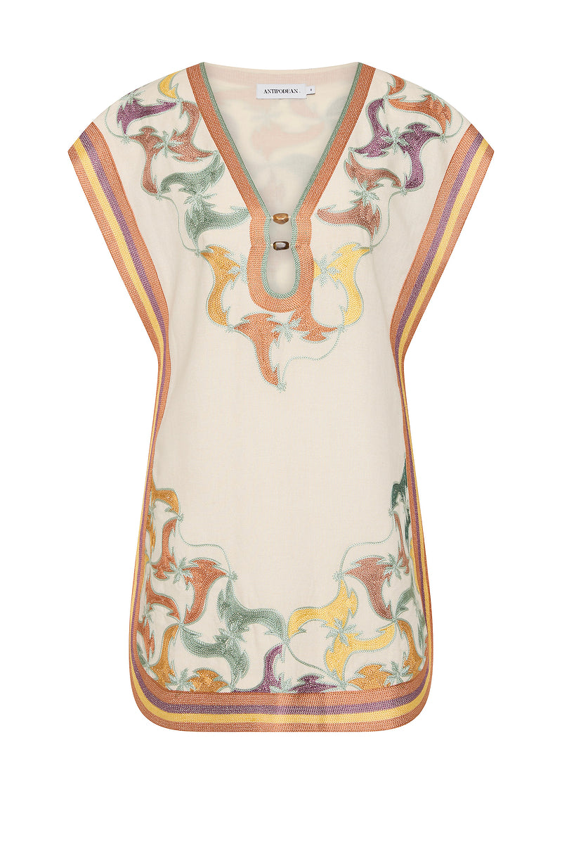 FRAMED CAP SLEEVE SHIFT DRESS WITH KEYHOLE