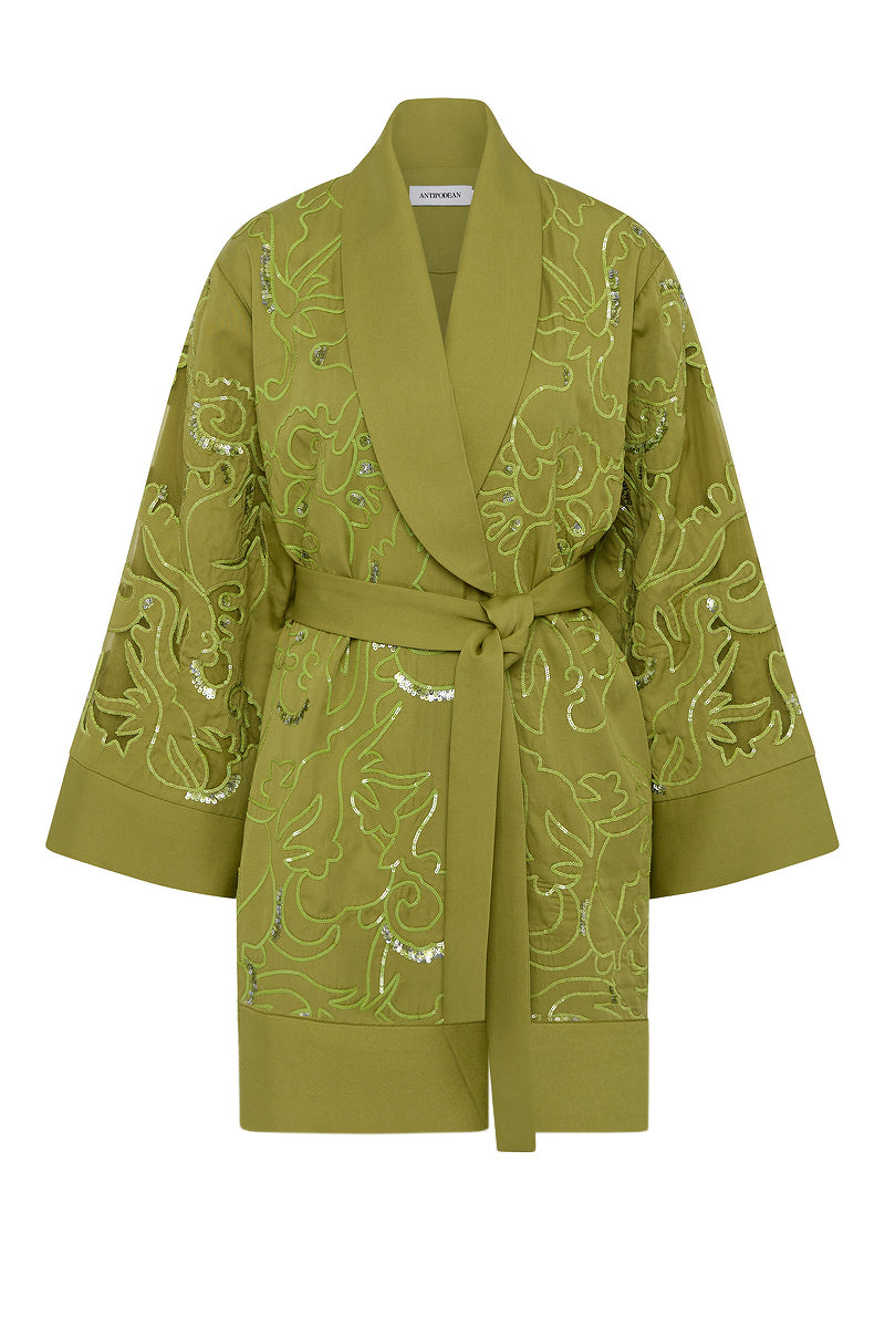 OASIS EMBROIDERED ROBE DRESS