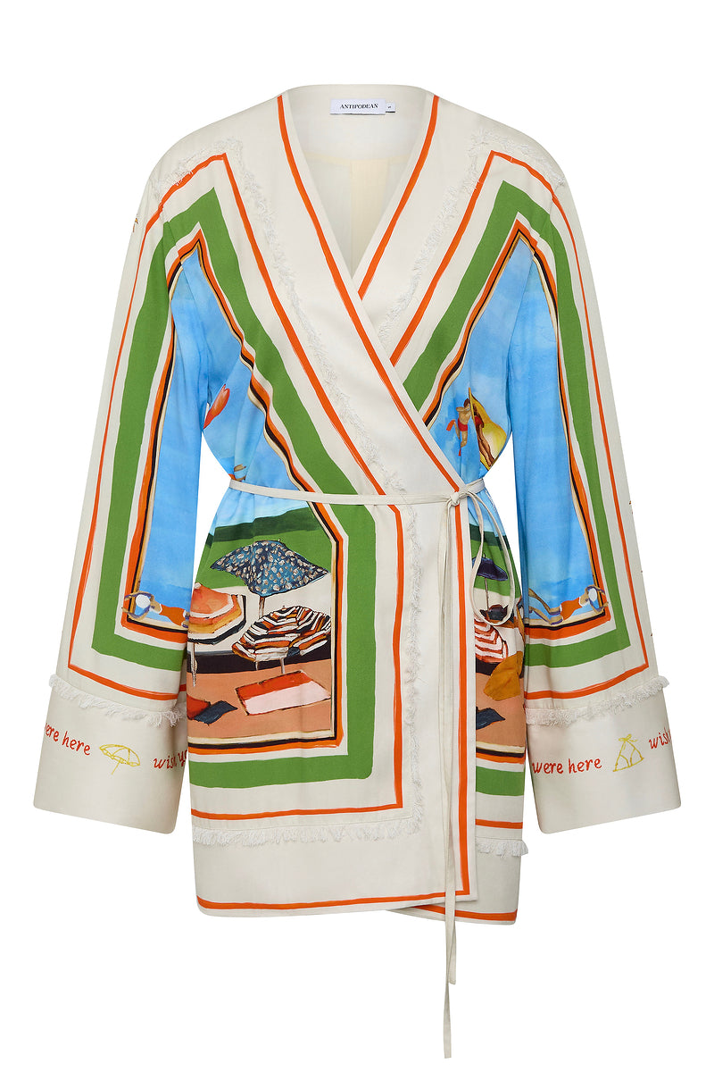 RIPPLE EFFECT RELAXED MINI ROBE DRESS