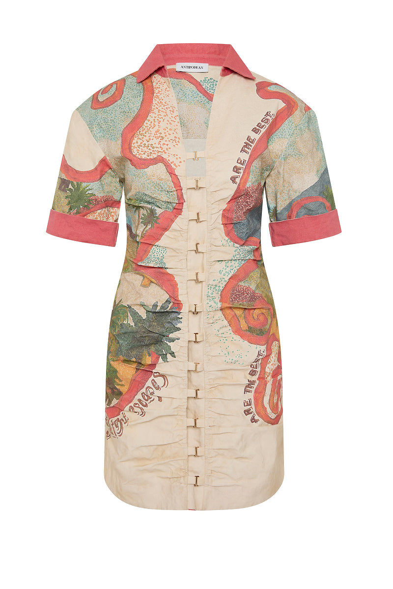 GREAT ESCAPE ROLLED CUFF MINI DRESS