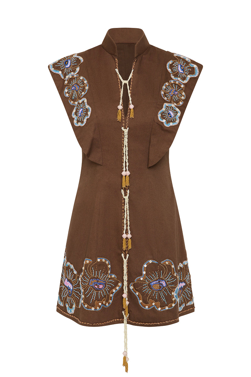 CHAPTERS FRONT TIE MINI DRESS