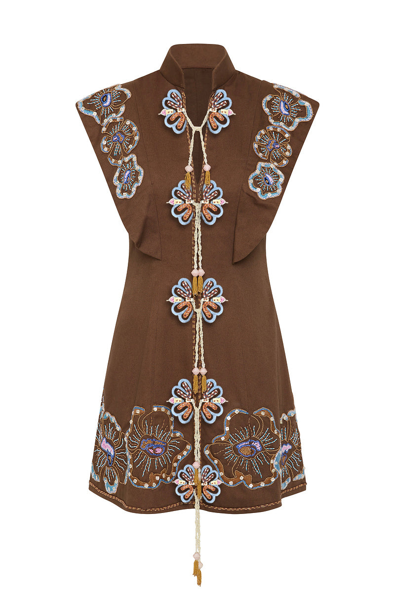 CHAPTERS FRONT TIE MINI DRESS