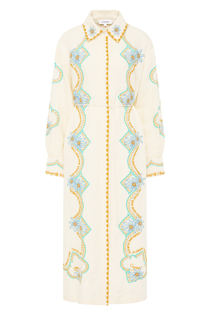 FLOWER SEEKER SNOW DROP CUFF DETAIL SHIRT DRESS