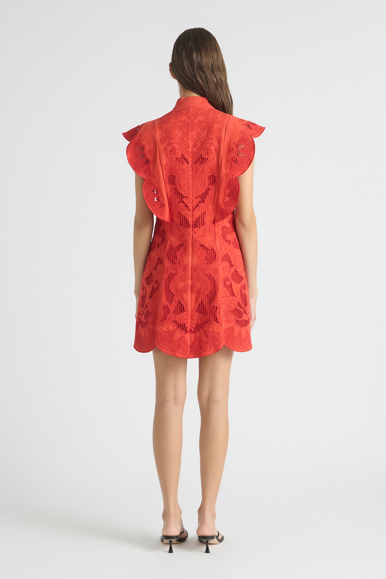 INTERLUDE SCALLOP TIE MINI DRESS