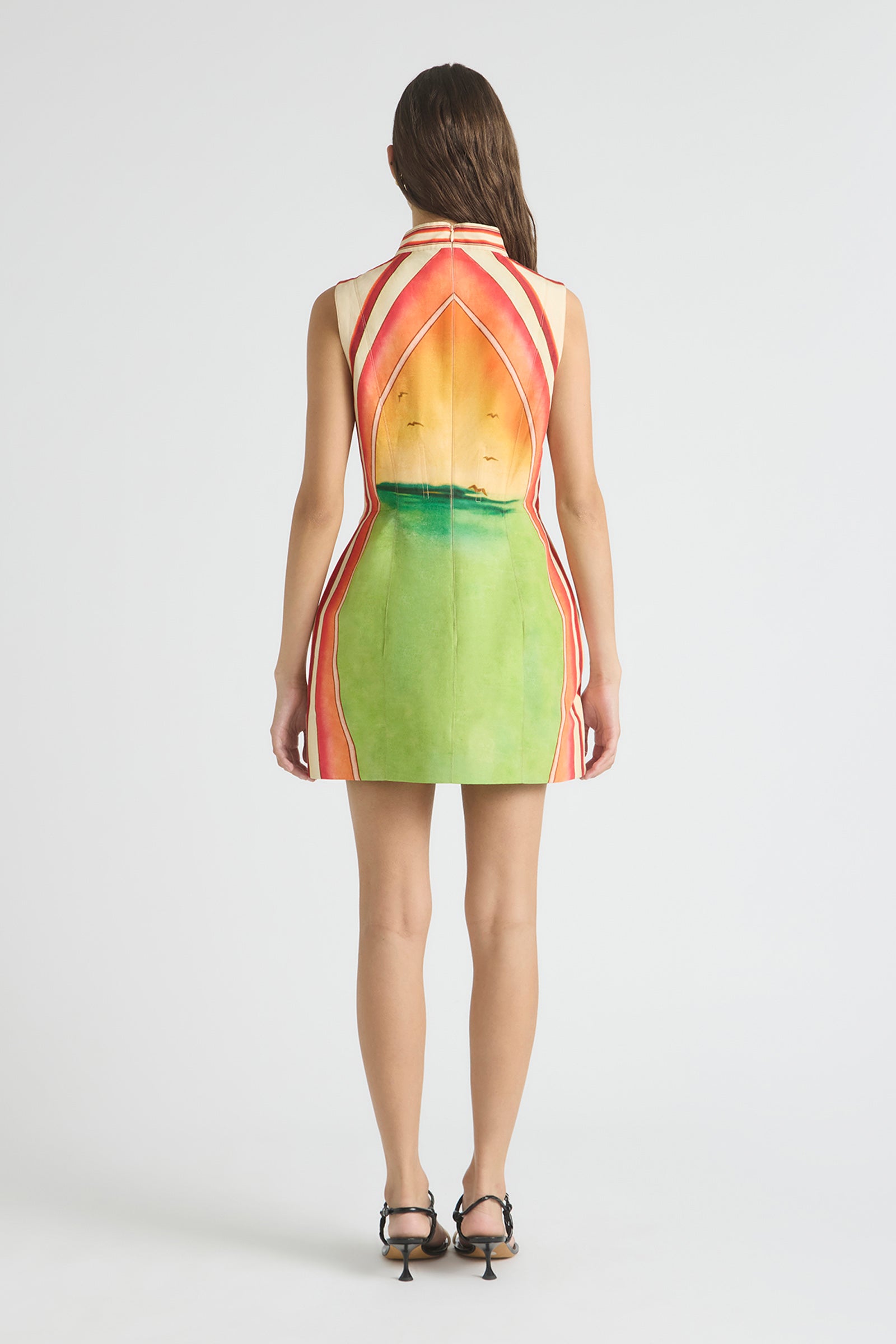 GOLDEN BREAK HIGH NECK LANTERN MINI DRESS