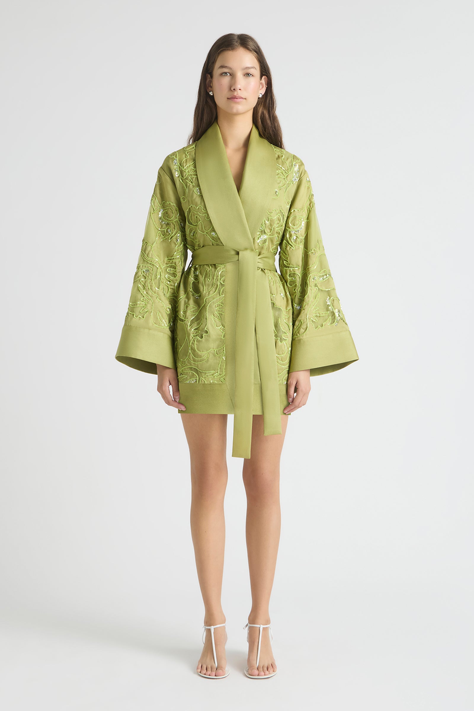 OASIS EMBROIDERED ROBE DRESS