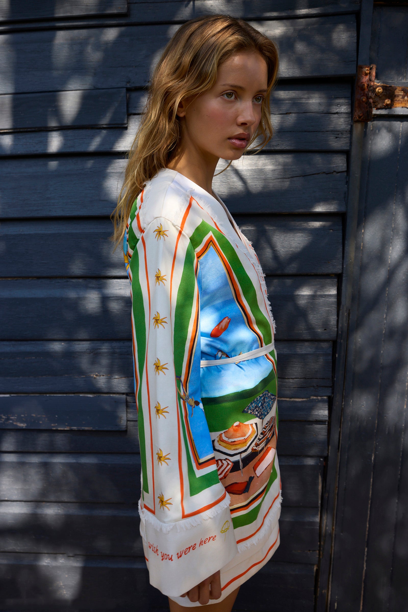 RIPPLE EFFECT RELAXED MINI ROBE DRESS