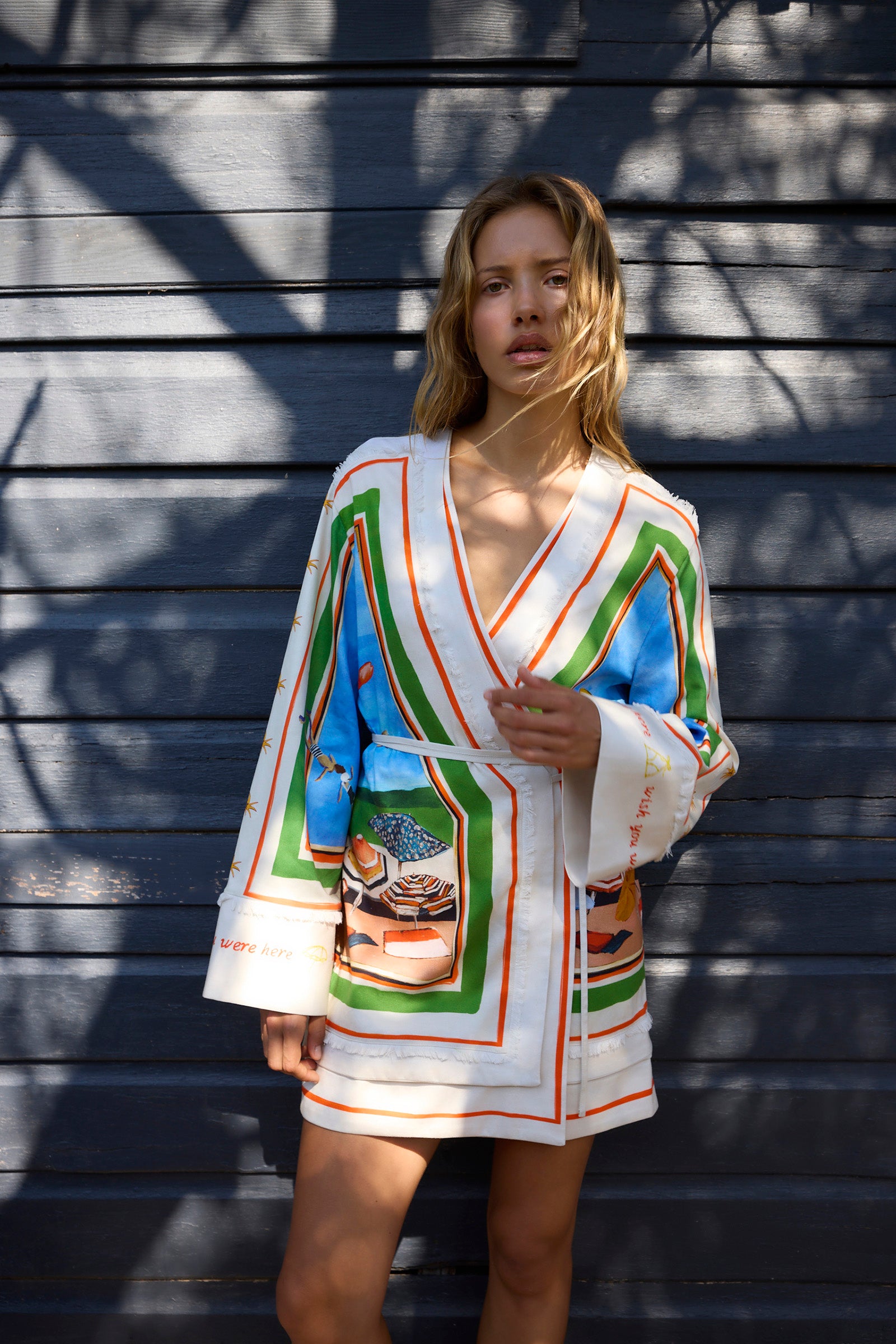RIPPLE EFFECT RELAXED MINI ROBE DRESS