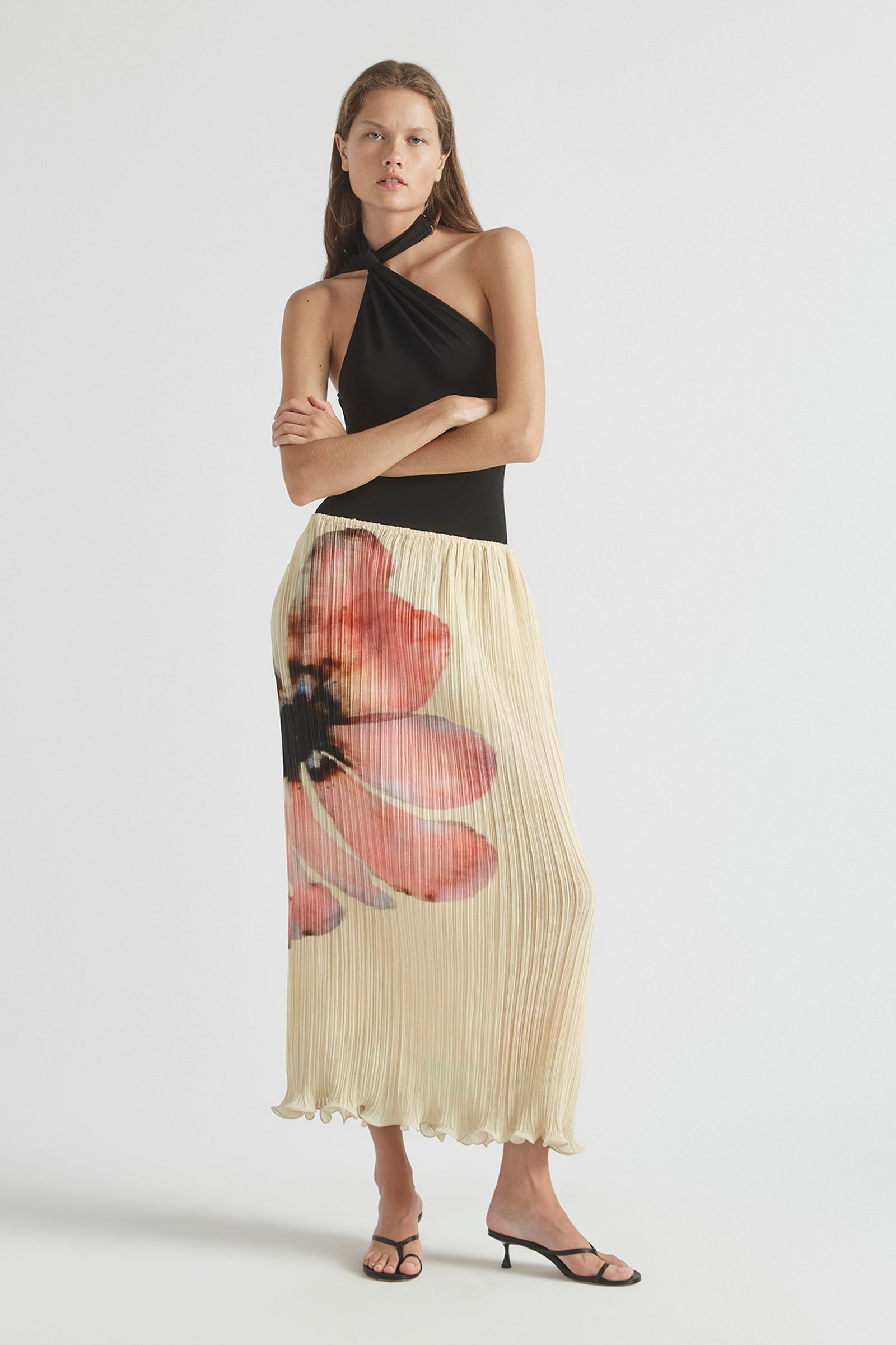LIGHT SPEED PLEATED FLUTE MAXI SKIRT