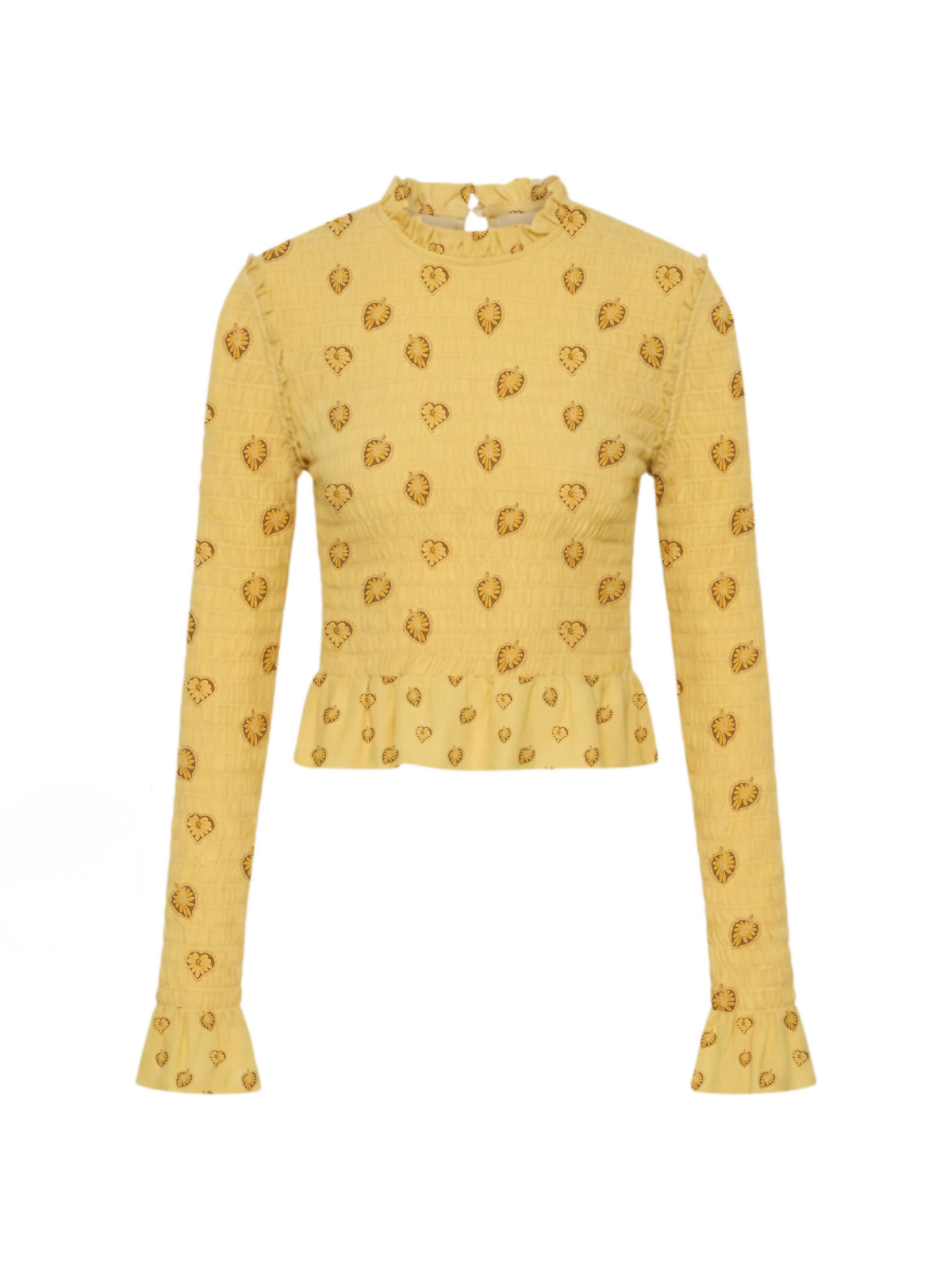 AURA SHIRRED LONG-SLEEVE TOP